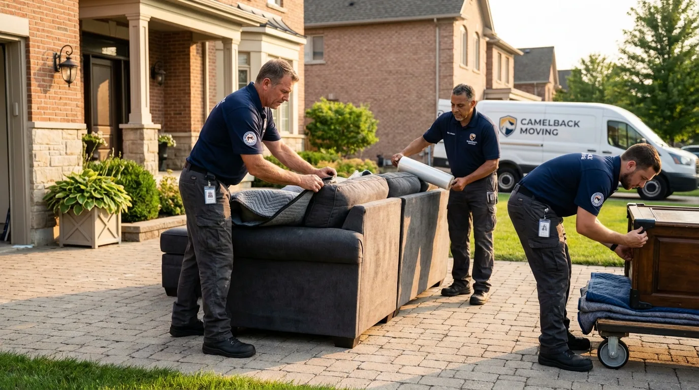 Large estate moving crew wrapping furniture in Sidney, IA